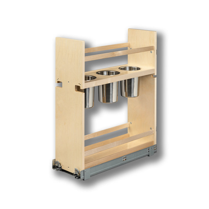 8 1/2" Cascade Series Pull-Out Canister Organizer in Baltic birch, studio view 5
