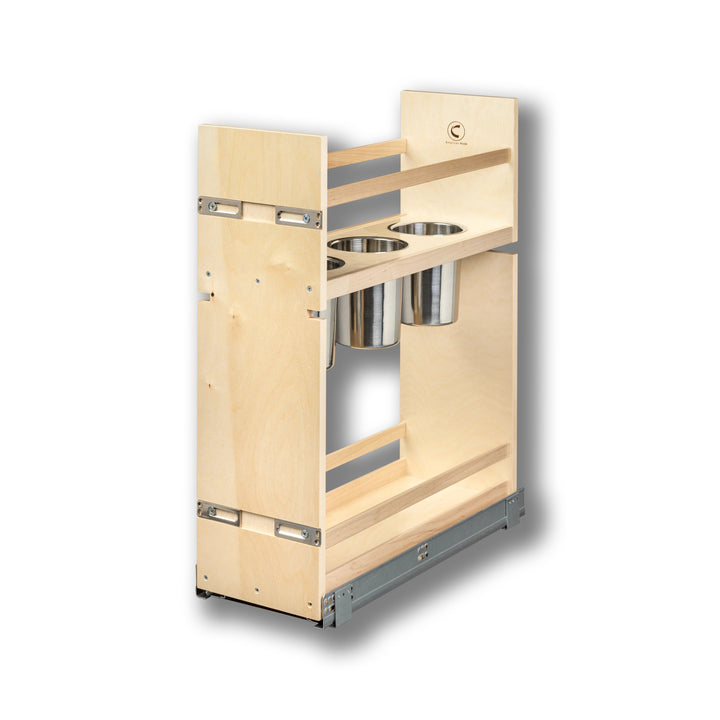 9" Cascade Series Pull-Out Canister Organizer in Baltic birch, studio view 2