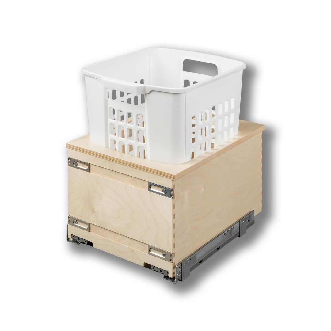 14 1/2" Cascade Series 1.3 Bushel Undermount Hamper in Baltic birch, studio view 2