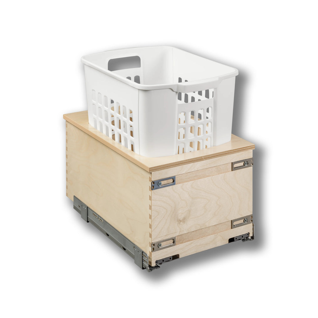 14 1/2" Cascade Series 1.3 Bushel Undermount Hamper in Baltic birch, studio view 3
