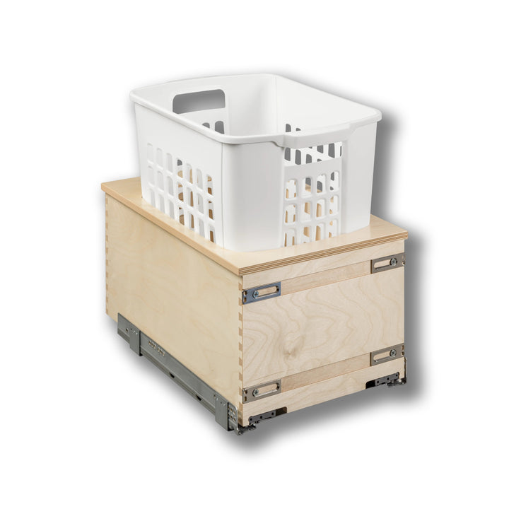 14 1/2" Cascade Series 1.3 Bushel Undermount Hamper in Baltic birch, studio view 3