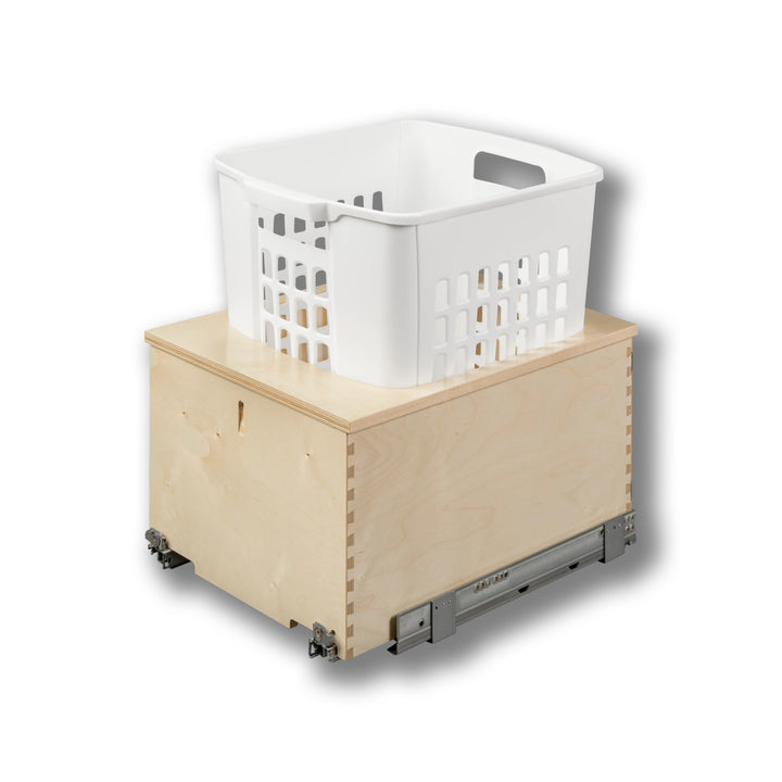 14 1/2" Cascade Series 1.3 Bushel Undermount Hamper in Baltic birch, studio view 5