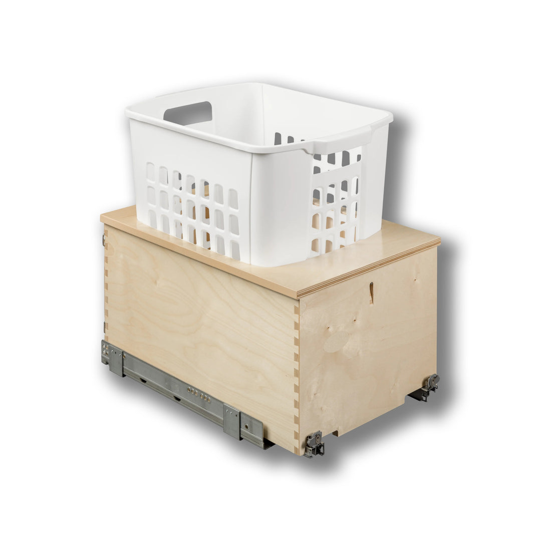 14 1/2" Cascade Series 1.3 Bushel Undermount Hamper in Baltic birch, studio view 6