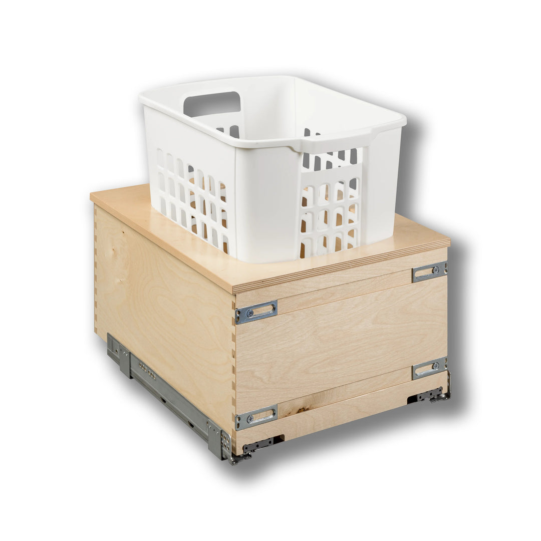17 1/2" Cascade Series 1.3 Bushel Undermount Hamper in Baltic birch, studio view 3
