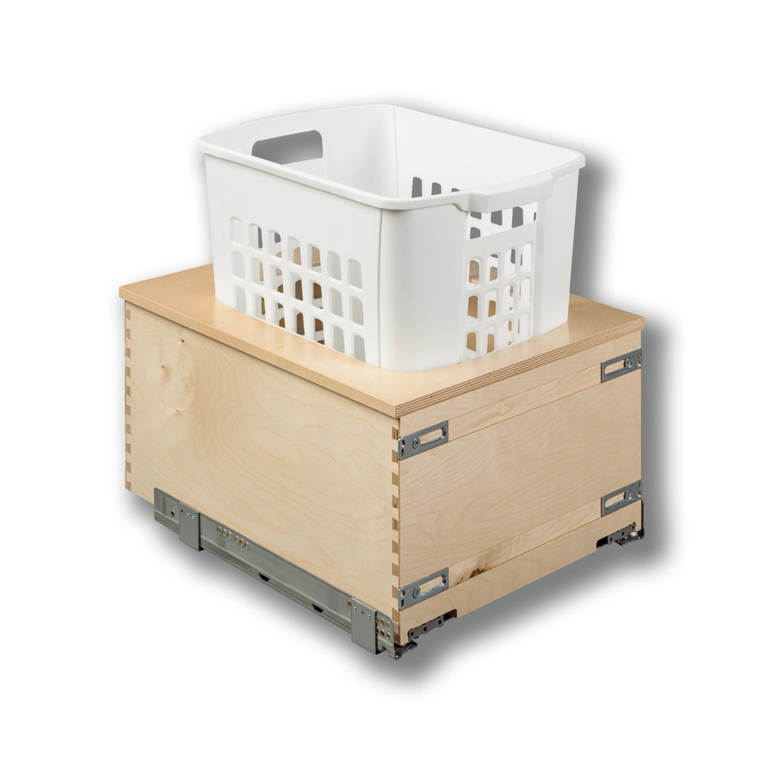 17 1/2" Cascade Series 1.3 Bushel Undermount Hamper in Baltic birch, studio view 4