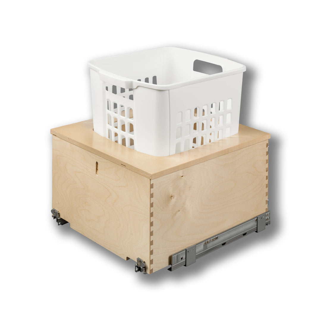17 1/2" Cascade Series 1.3 Bushel Undermount Hamper in Baltic birch, studio view 5