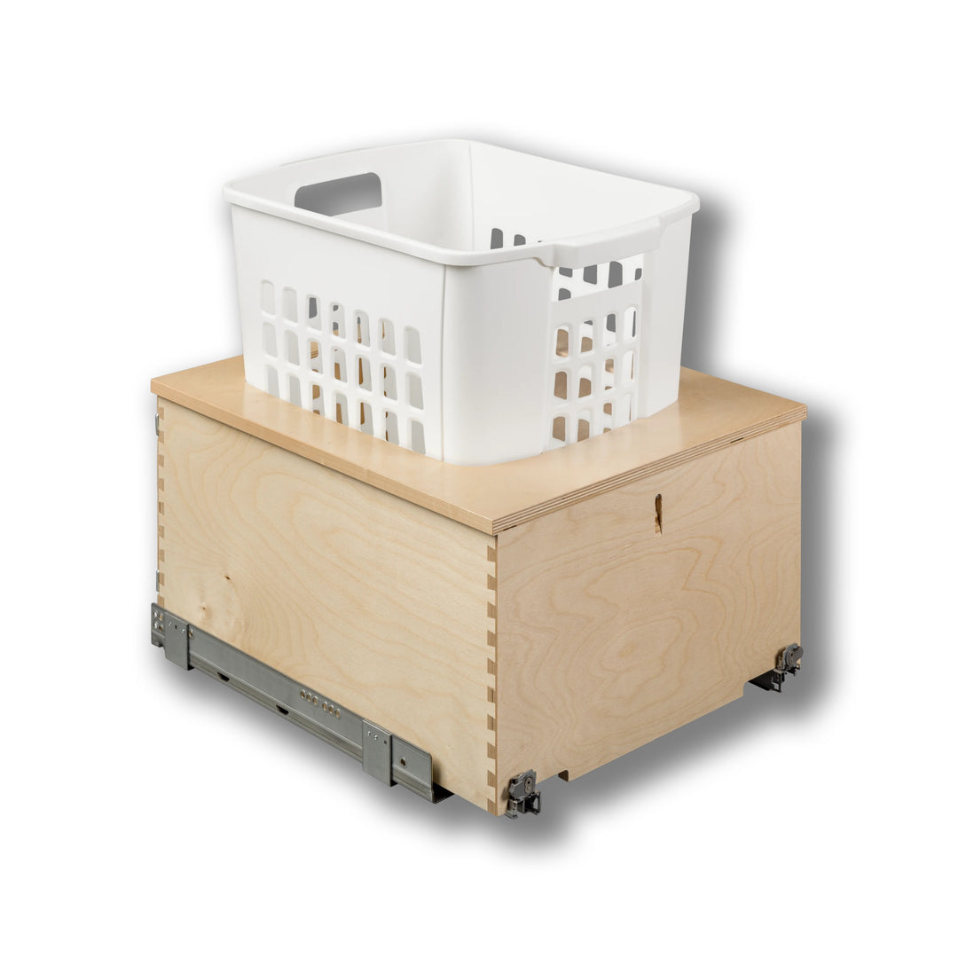 17 1/2" Cascade Series 1.3 Bushel Undermount Hamper in Baltic birch, studio view 6
