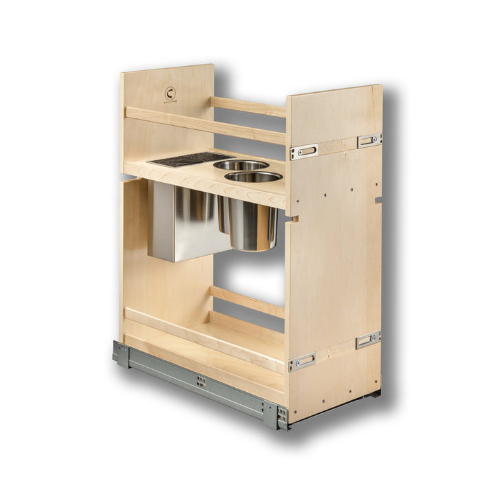 11 1/2" Cascade Series Face Frame Pullout Canister Organizer with Knife Block in Baltic birch, studio view 2