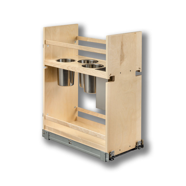 11 1/2" Cascade Series Face Frame Pullout Canister Organizer with Knife Block in Baltic birch, studio view 3