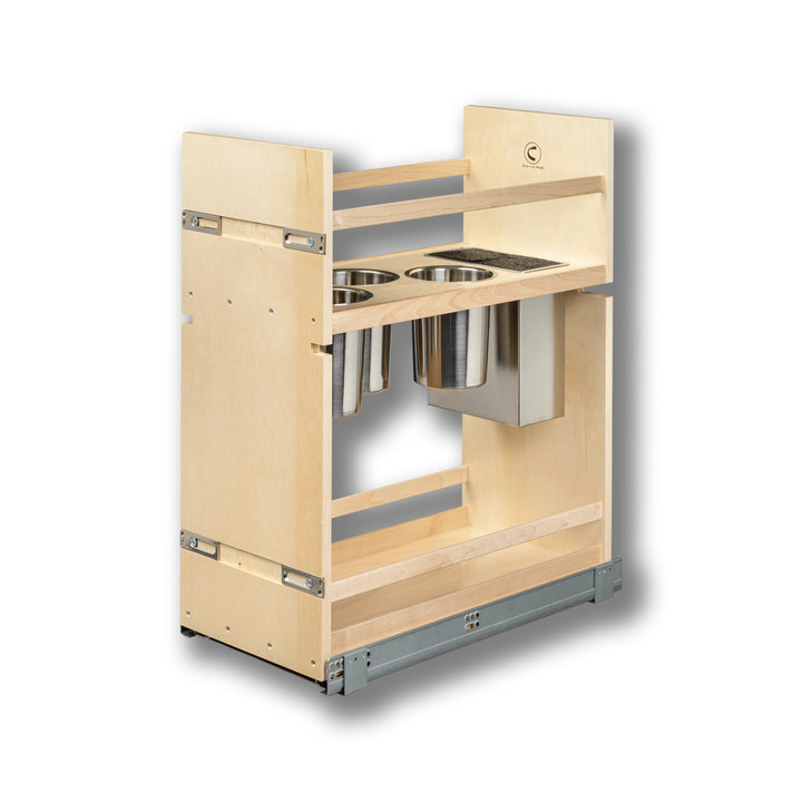 11 1/2" Cascade Series Face Frame Pullout Canister Organizer with Knife Block in Baltic birch, studio view 4