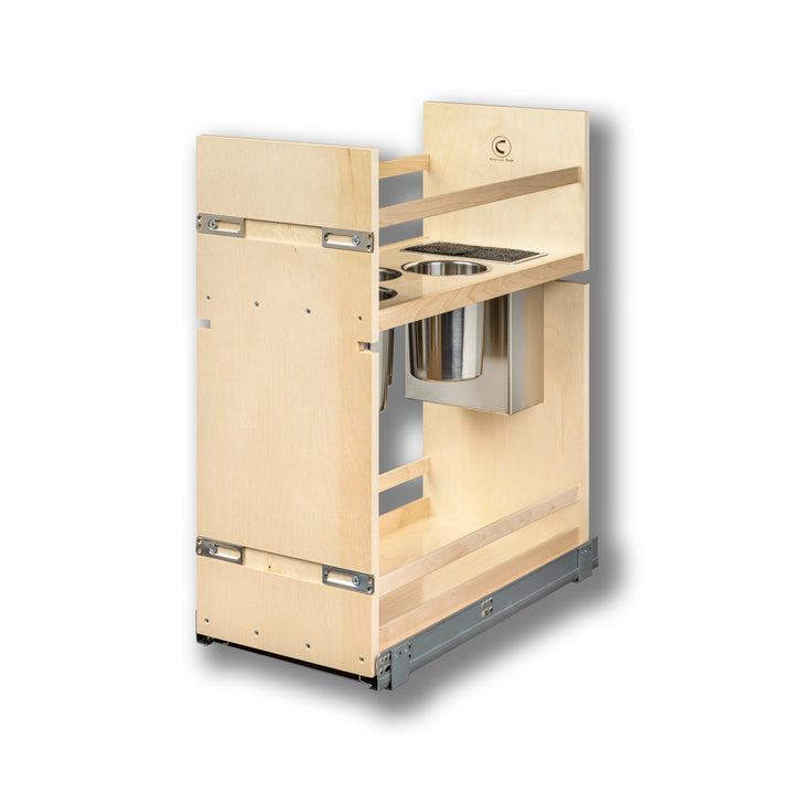 11 1/2" Cascade Series Face Frame Pullout Canister Organizer with Knife Block in Baltic birch, studio view 5