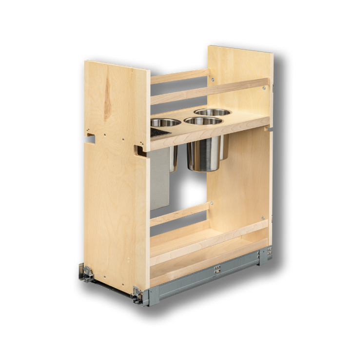 Century Components 11 1/2" Cascade Series Face Frame Pullout Canister Organizer with Knife Block For 11 1/2" Cabinet Opening (CASKBI110PF)