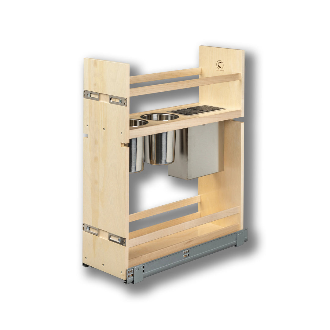8 1/2" Cascade Series Face Frame Pullout Canister Organizer with Knife Block in Baltic birch