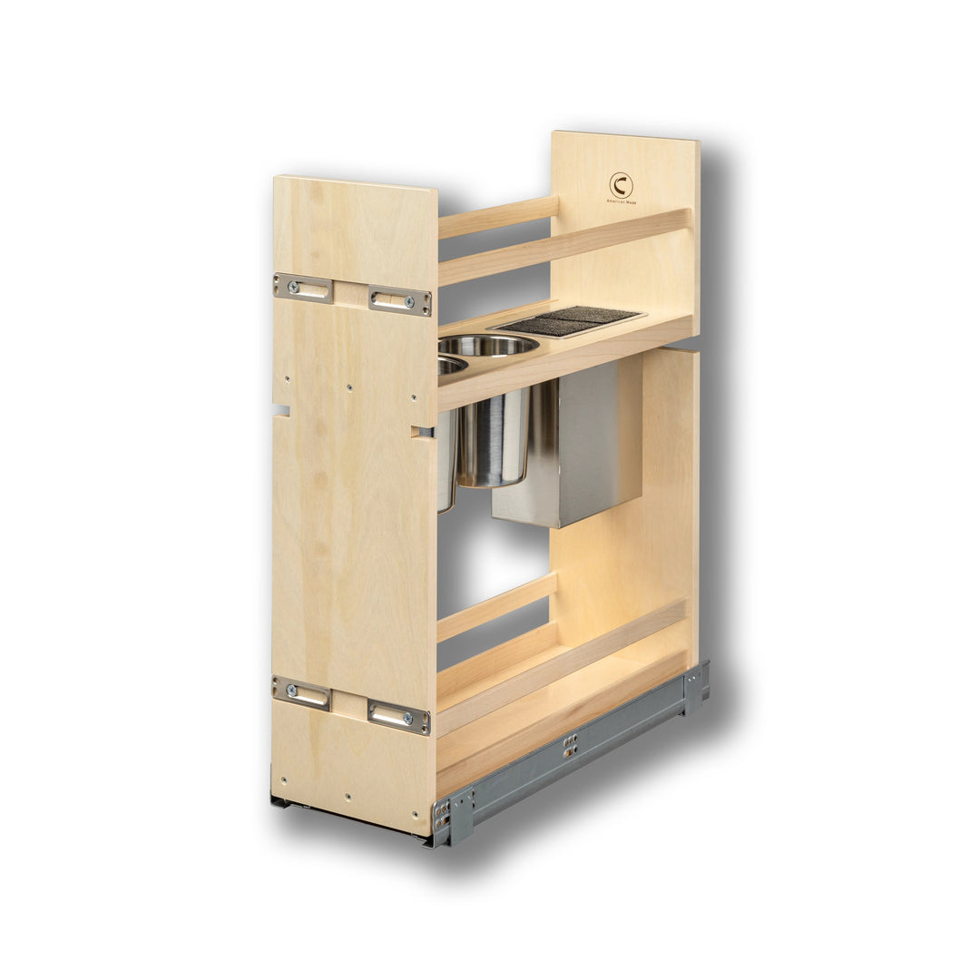 8 1/2" Cascade Series Face Frame Pullout Canister Organizer with Knife Block in Baltic birch, studio view 2