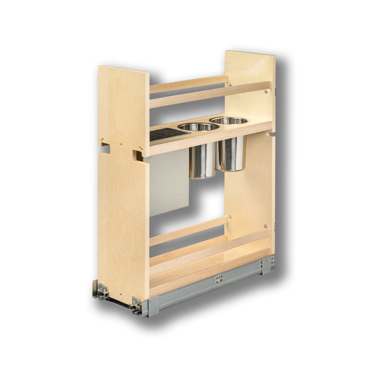 8 1/2" Cascade Series Face Frame Pullout Canister Organizer with Knife Block in Baltic birch, studio view 3