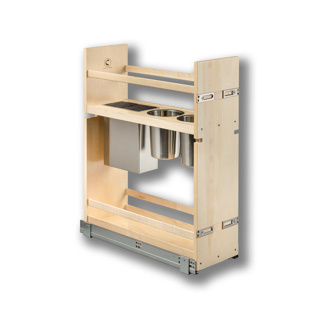 8 1/2" Cascade Series Face Frame Pullout Canister Organizer with Knife Block in Baltic birch, studio view 5