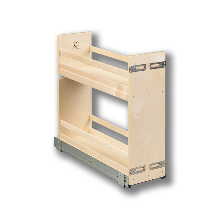 7 1/2" Short Height Base Cabinet Pull-Out Organizer in Baltic birch, studio view 3
