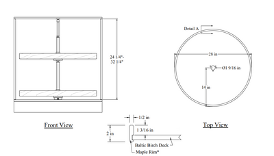 Century Components - Walnut Creek Contender Series Lazy Susan - Two 28" Full Round Shelves With Hardware - WCCCON28FRPF