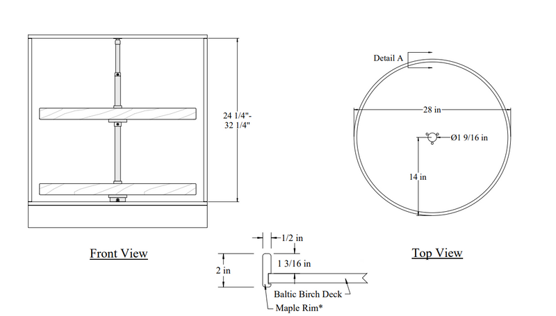 Century Components - Walnut Creek Contender Series Lazy Susan - Two 28" Full Round Shelves With Hardware - WCCCON28FRPF