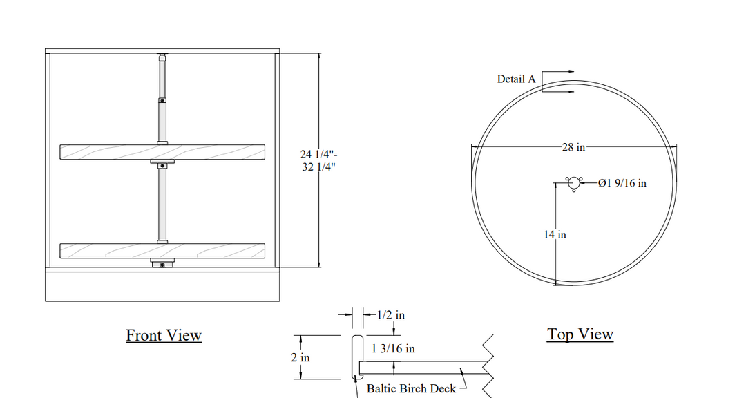 Century Components Contender Series Lazy Susan - Two 28" Full Round Shelves - Hardware Included (CON28FRPF)