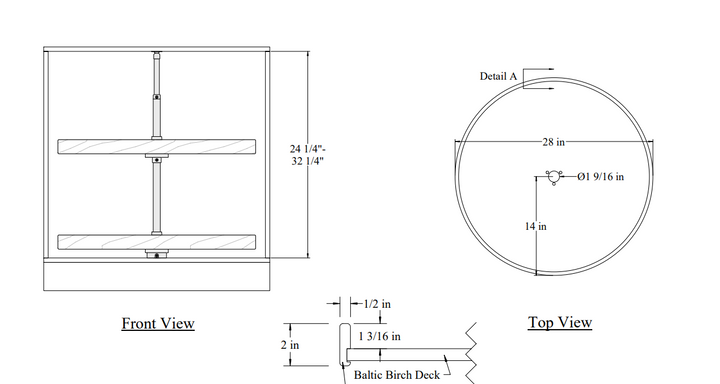 Century Components Contender Series Lazy Susan - Two 28" Full Round Shelves - Hardware Included (CON28FRPF)