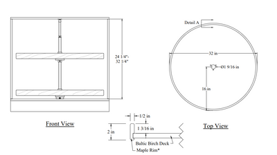 Century Components - Walnut Creek Contender Series Lazy Susan - Two 32" Full Round Shelves With Hardware - WCCCON32FRPF