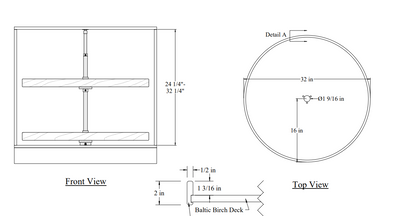 Century Components - Contender Series Lazy Susan - Two 32" Full Round Shelves With Hardware - CON32FRPF
