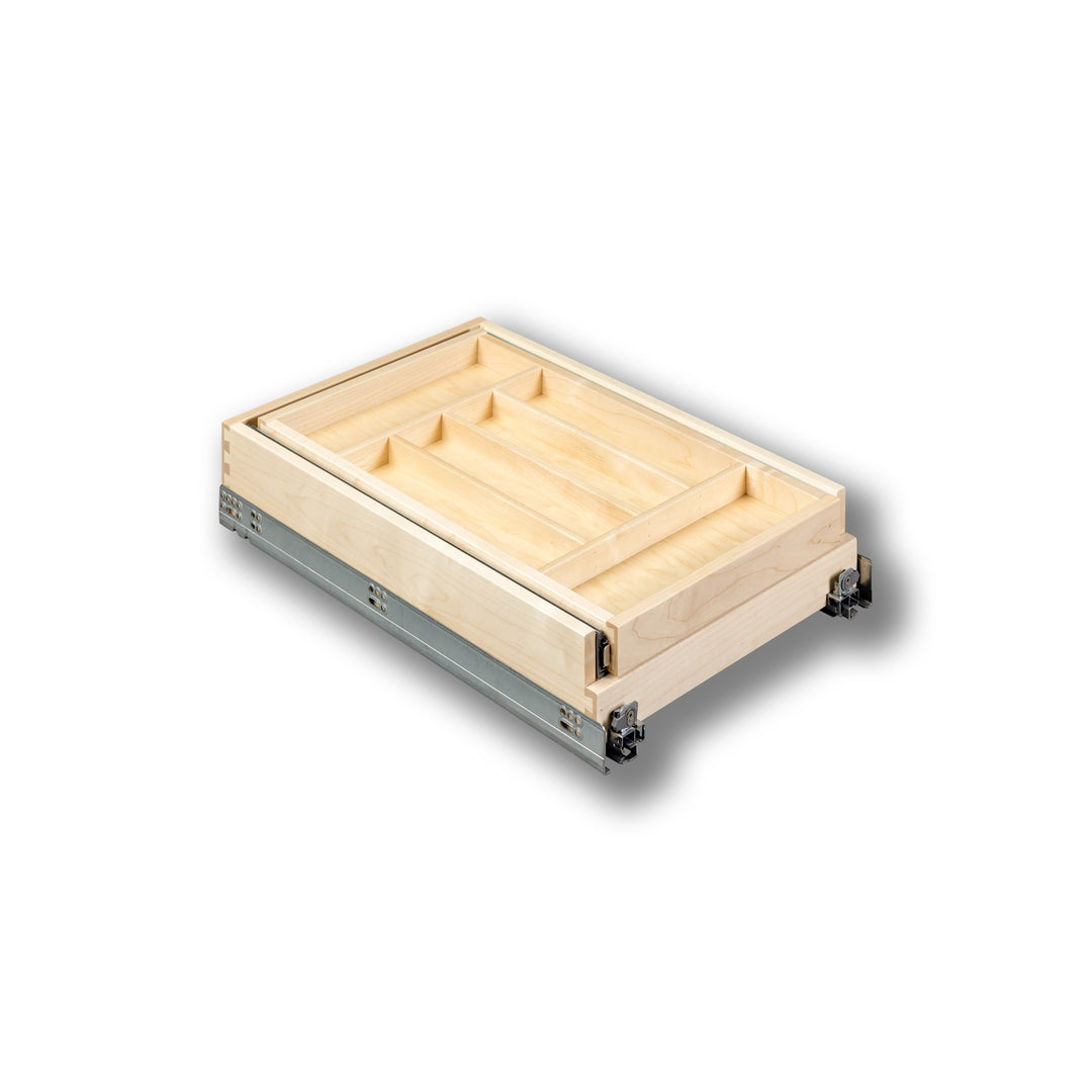 15" Double Tier Silverware Drawer with Soft-Close Slides, studio view 5