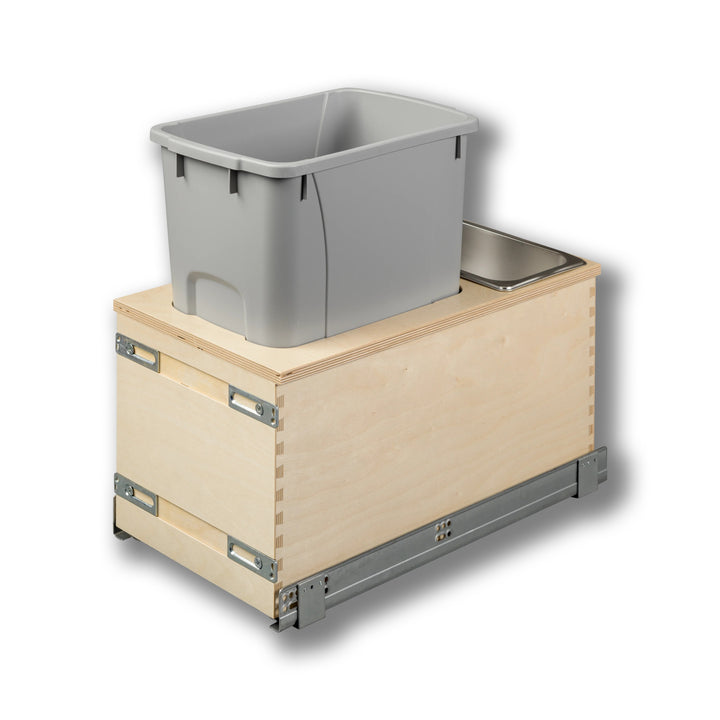 12" Edge Series Bottom Mount Waste Container, 34 Quart Gray in Baltic birch