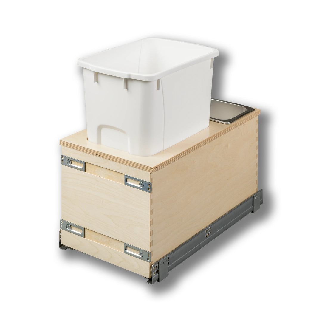 12" Edge Series Bottom Mount Waste Container, 34 Quart in Baltic birch, studio view 2