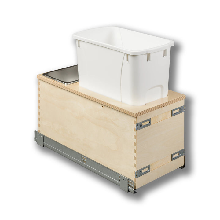 12" Edge Series Bottom Mount Waste Container, 34 Quart in Baltic birch, studio view 3