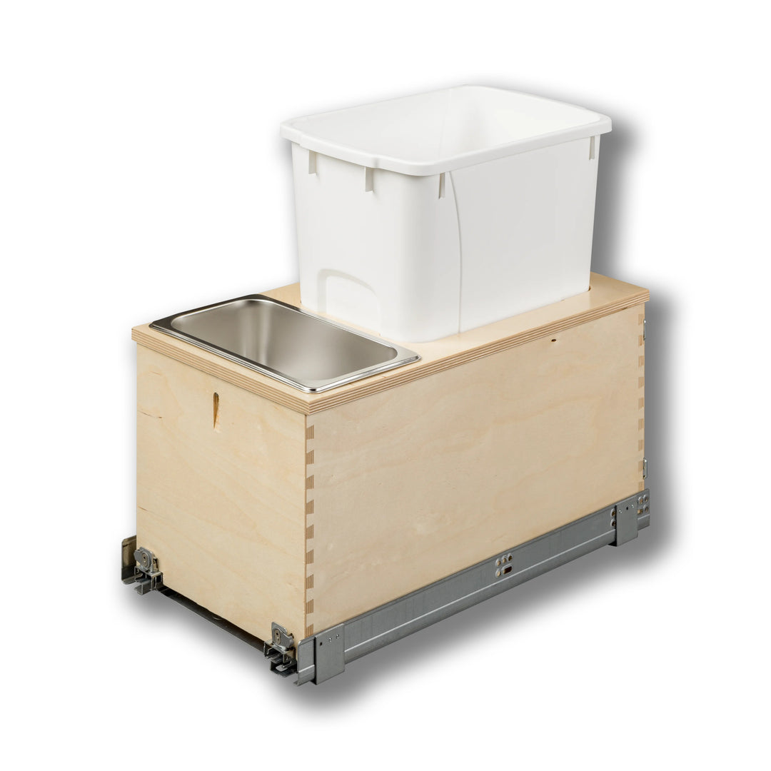 12" Edge Series Bottom Mount Waste Container, 34 Quart in Baltic birch, studio view 4