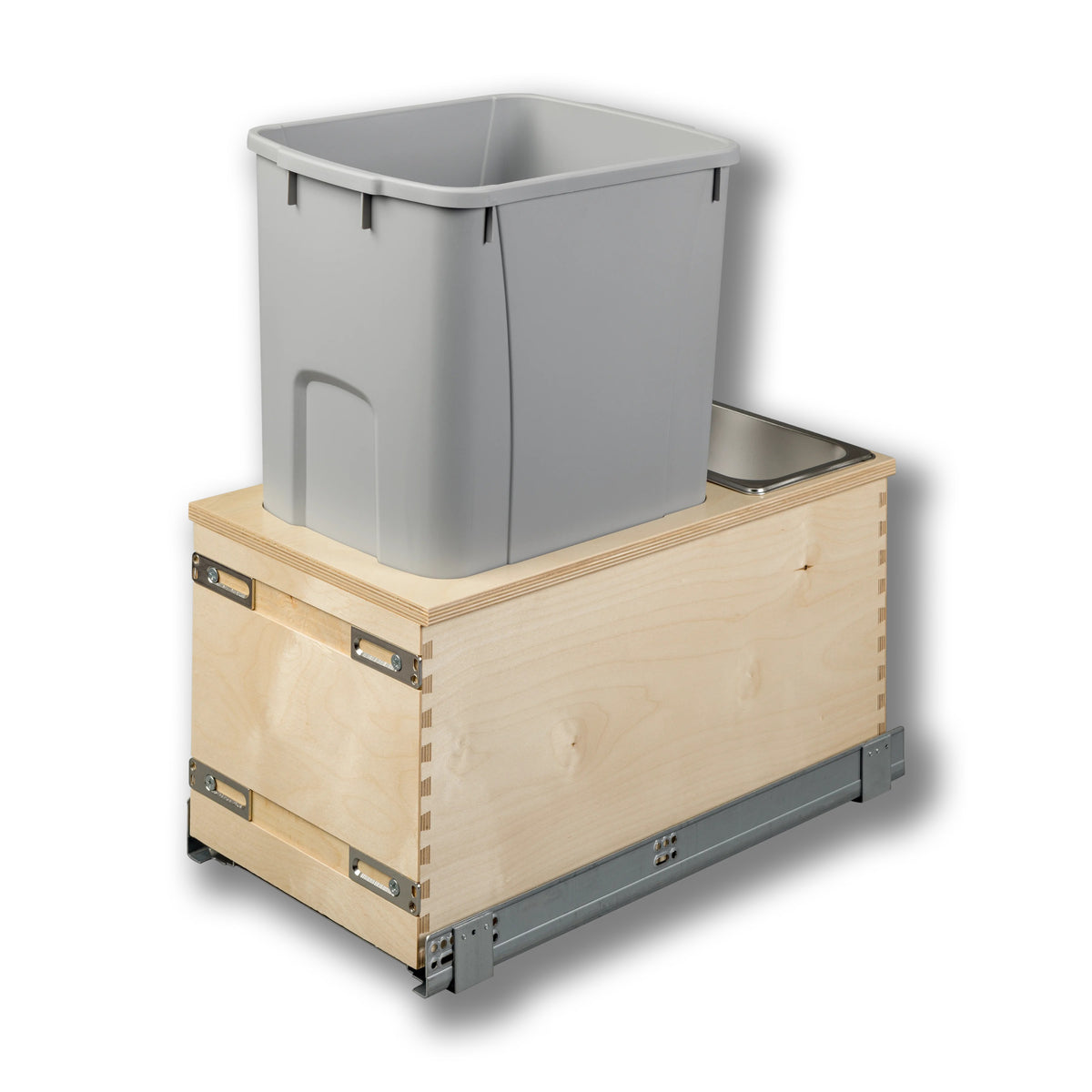 12" Edge Series 50 Quart Gray Bottom Mount Waste Container in Baltic birch