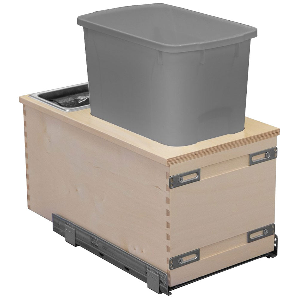 Century Components 12" Edge Series 50 Quart Gray Bottom Mount Waste Container (EDGBM110-50PF-GR)