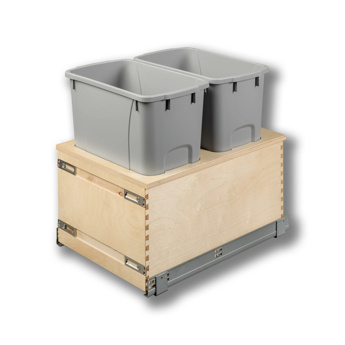 15" Edge Series 34 Quart Gray Bottom Mount Waste Container in Baltic birch