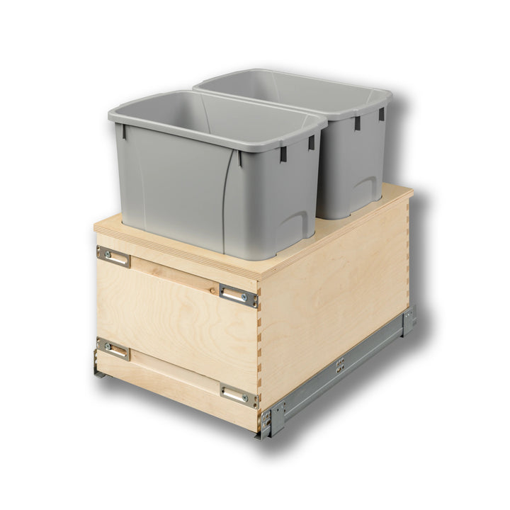 15" Edge Series 34 Quart Gray Bottom Mount Waste Container in Baltic birch, studio view 2