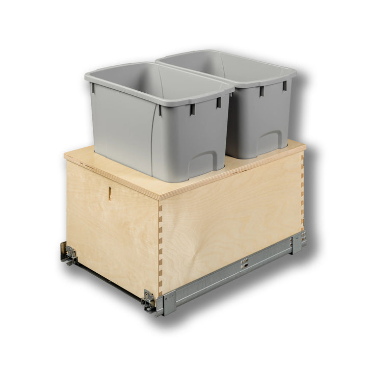 15" Edge Series 34 Quart Gray Bottom Mount Waste Container in Baltic birch, studio view 5