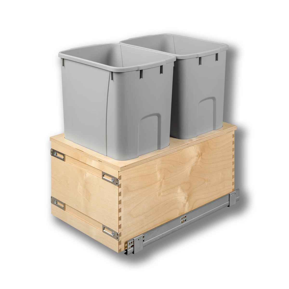 15" Edge Series 50 Quart Gray Bottom Mount Waste Container in Baltic birch