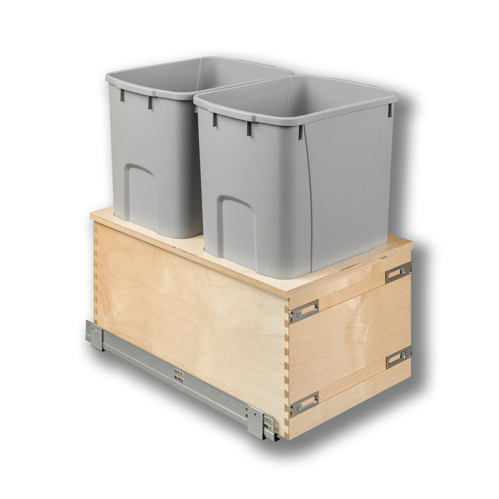 15" Edge Series 50 Quart Gray Bottom Mount Waste Container in Baltic birch, studio view 4
