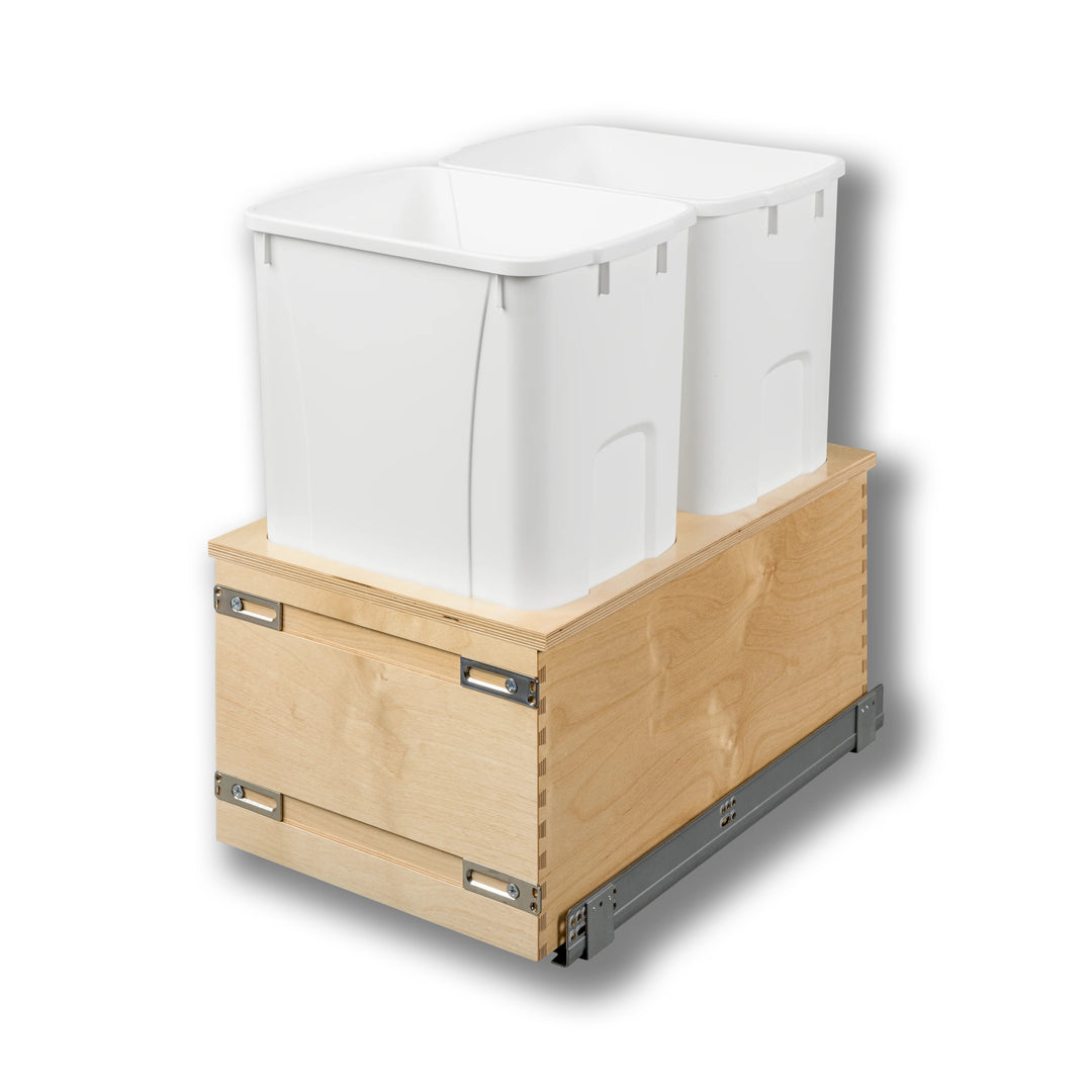 15" Edge Series 50 Quart Bottom Mount Waste Container in Baltic birch, studio view 2