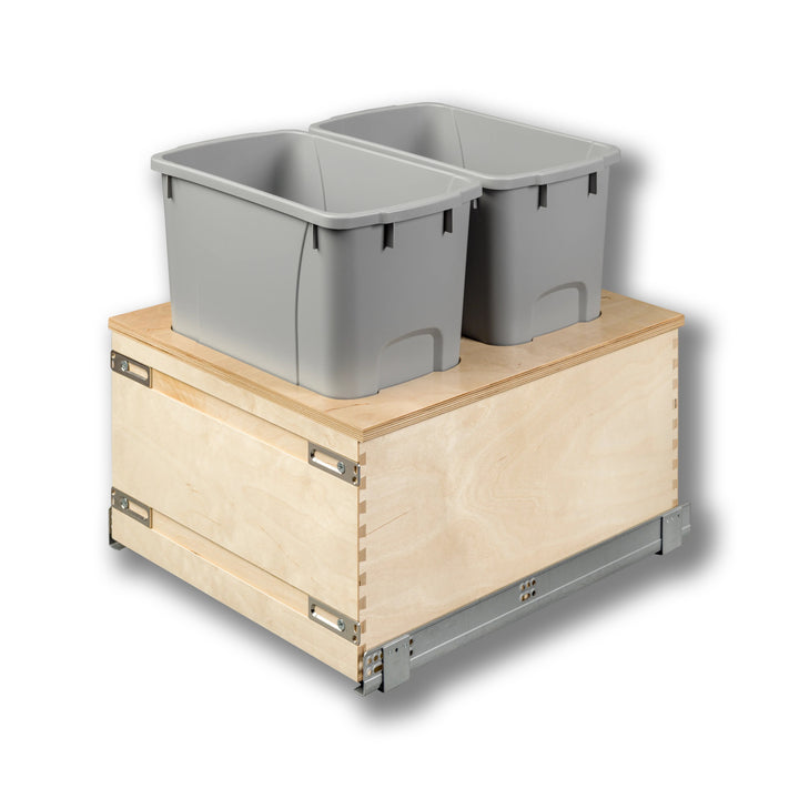 18" Edge Series 34 Quart Gray Bottom Mount Waste Container in Baltic birch