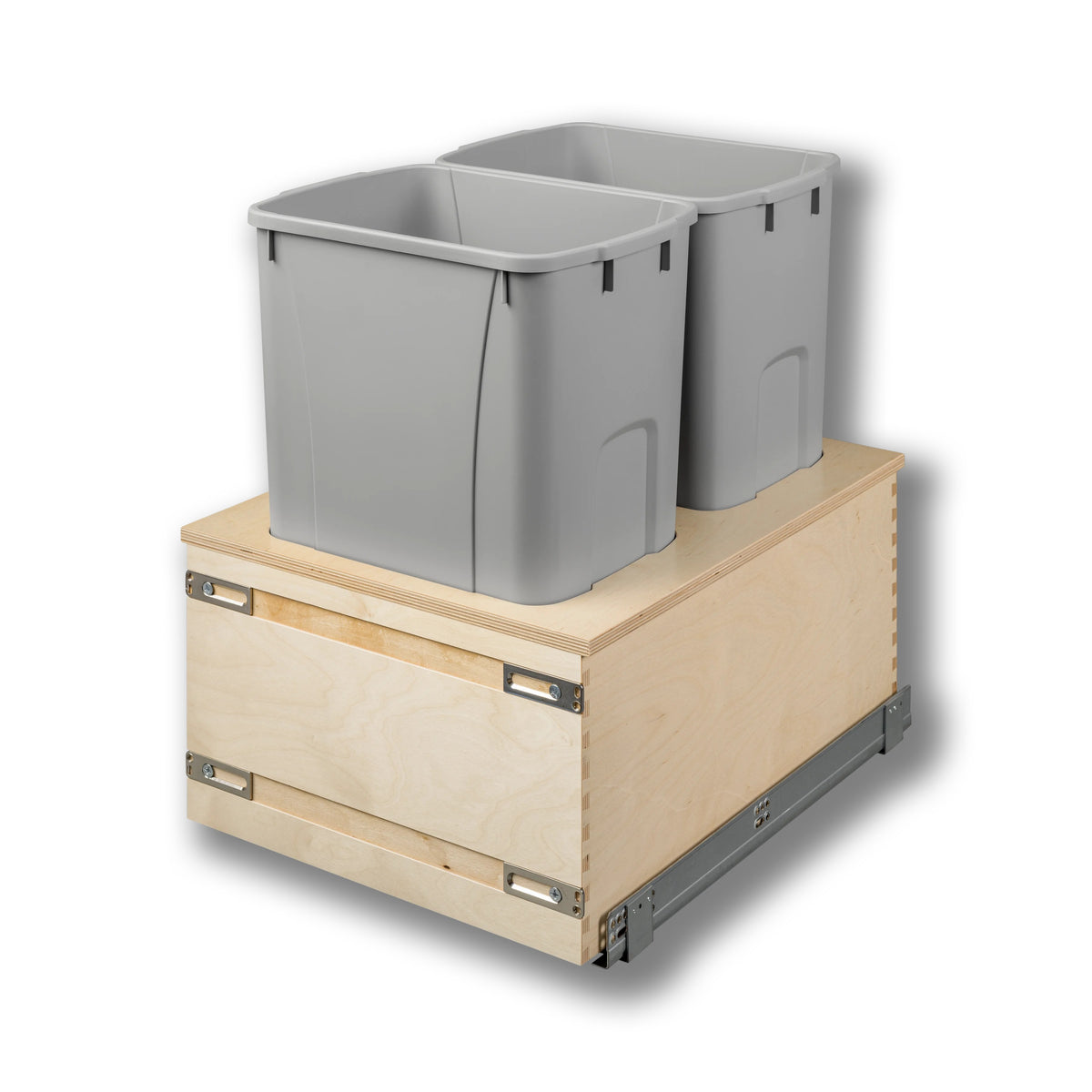 18" Edge Series 50 Quart Gray Bottom Mount Waste Container in Baltic birch