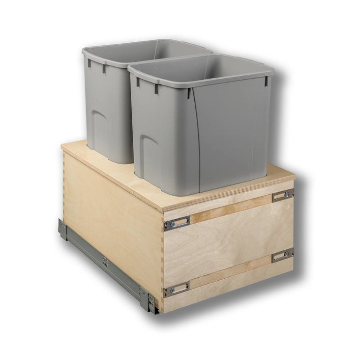 18" Edge Series 50 Quart Gray Bottom Mount Waste Container in Baltic birch, studio view 2