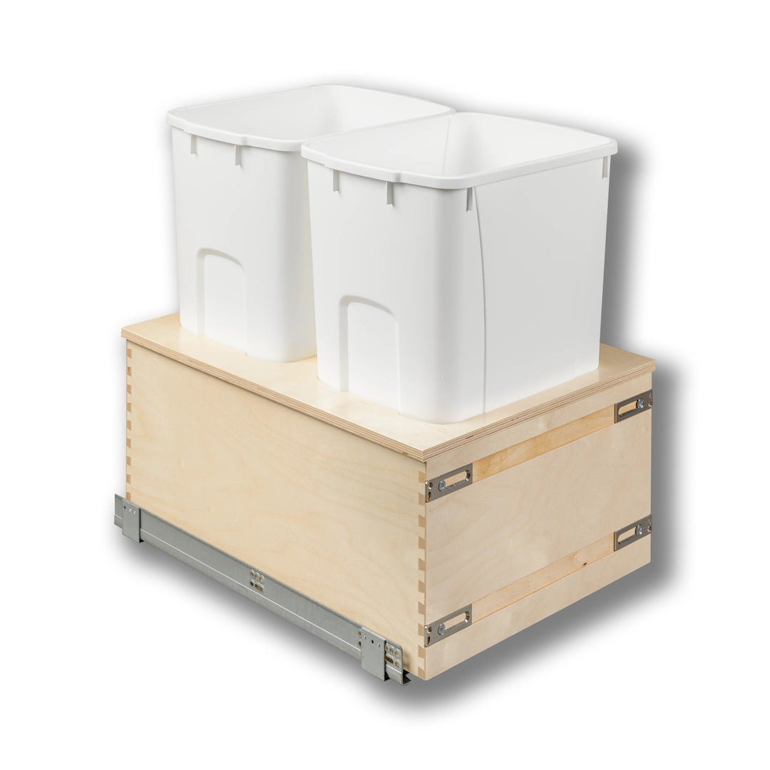 18" Edge Series 50 Quart Bottom Mount Waste Container in Baltic birch, studio view 3