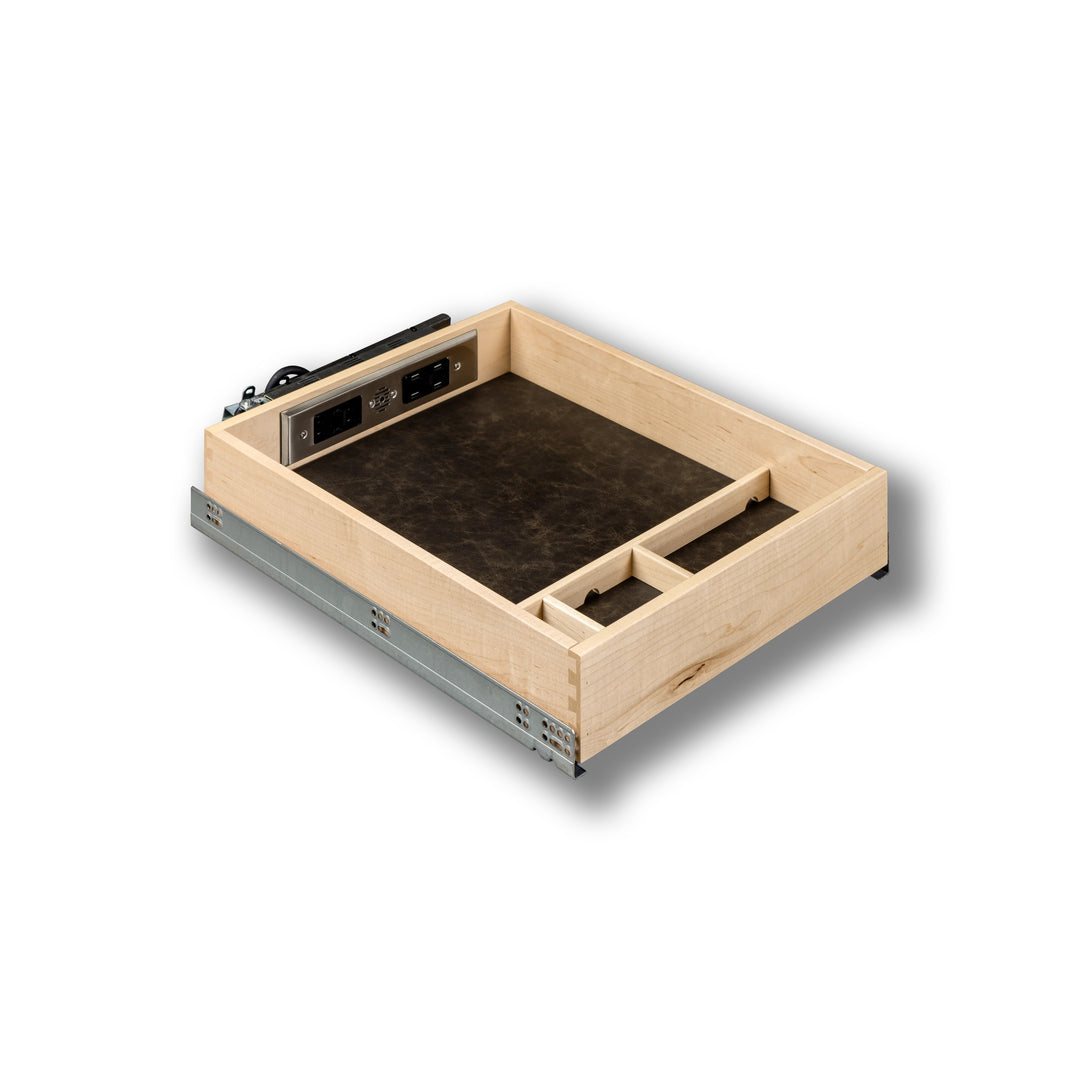 18" Face Frame Galaxy Charging Drawer AC/USB-A/USB-C, studio view 3