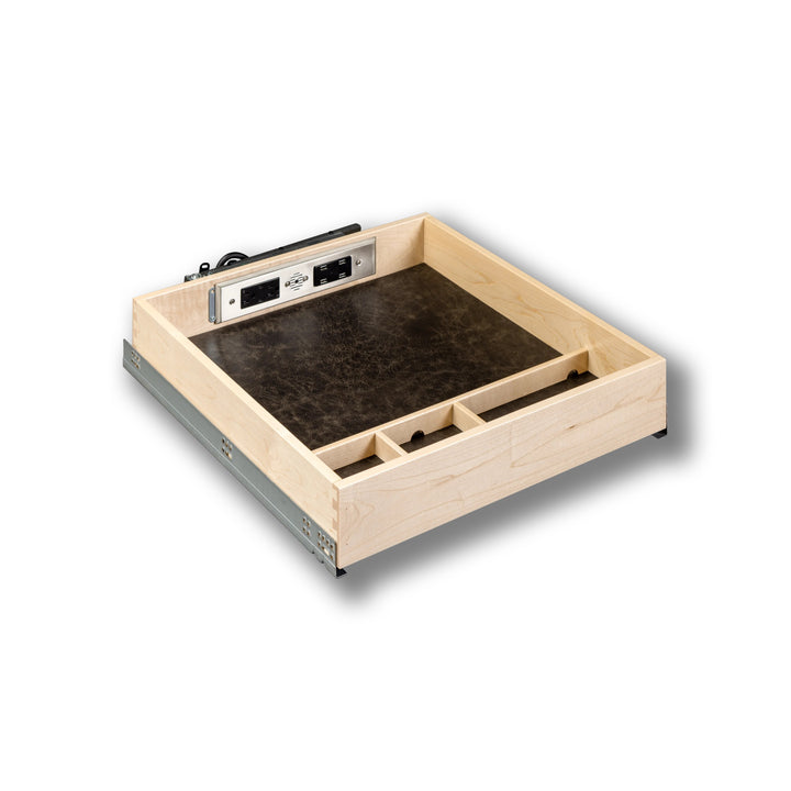 21" Face Frame Galaxy Charging Drawer AC/USB-A/USB-C, studio view 2