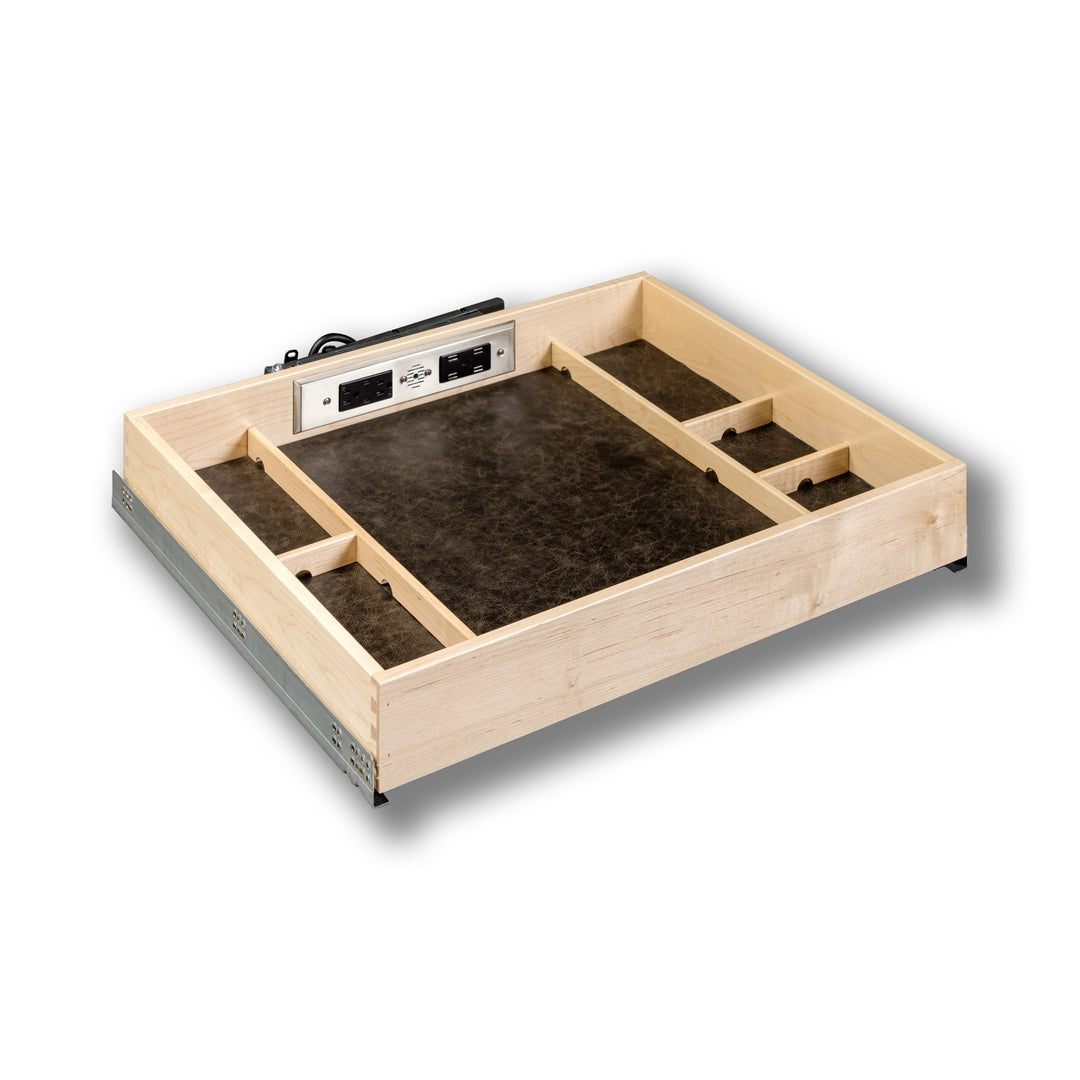 27" Face Frame Galaxy Charging Drawer AC/USB-A/USB-C, studio view 3