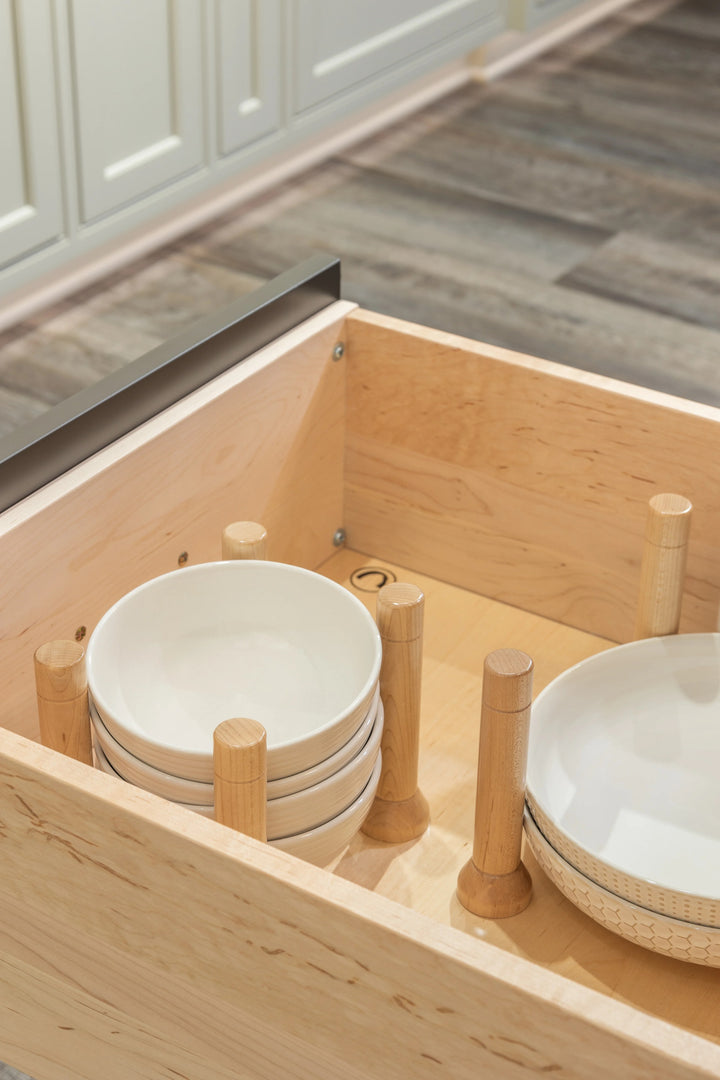 21" MagnaBase Deep Drawer Organizer installed in a kitchen cabinet