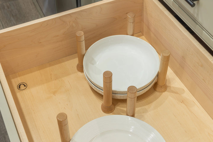 33" MagnaBase Deep Drawer Organizer installed in a kitchen cabinet