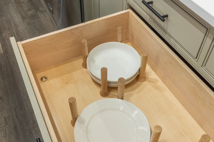 33" MagnaBase Deep Drawer Organizer installed in a kitchen cabinet